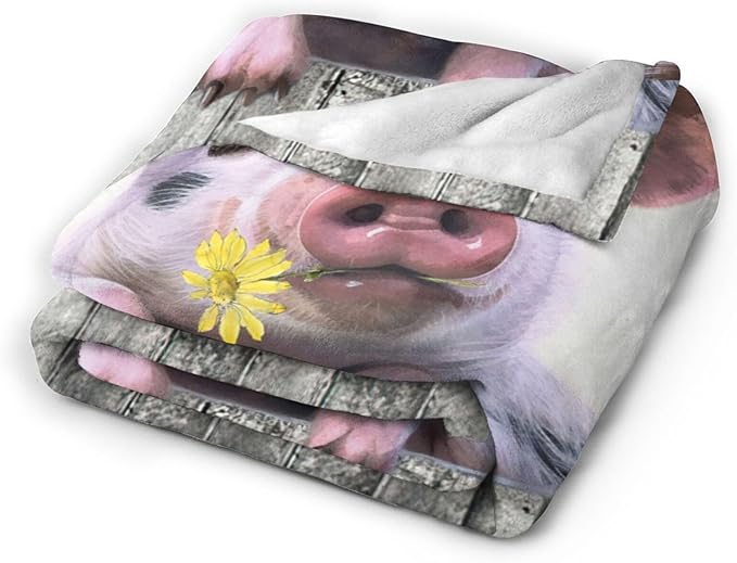 Tijuboni Funny Pig Throw Blanket Pig Gifts for Girls Boys Women Men Kids Adults Soft Flannel Fleece Blanket for Couch Sofa Bed Home Decor 50"x60"