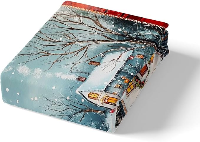 Manfei Christmas Duvet Cover Set King Size, Cute Snowman Xmas Tree Bedding Set for Kids Boy Girls Room Decor, New Year Theme Comforter Cover, Lightweight Bedspread Cover, 2 Pillowcases, No Comforter