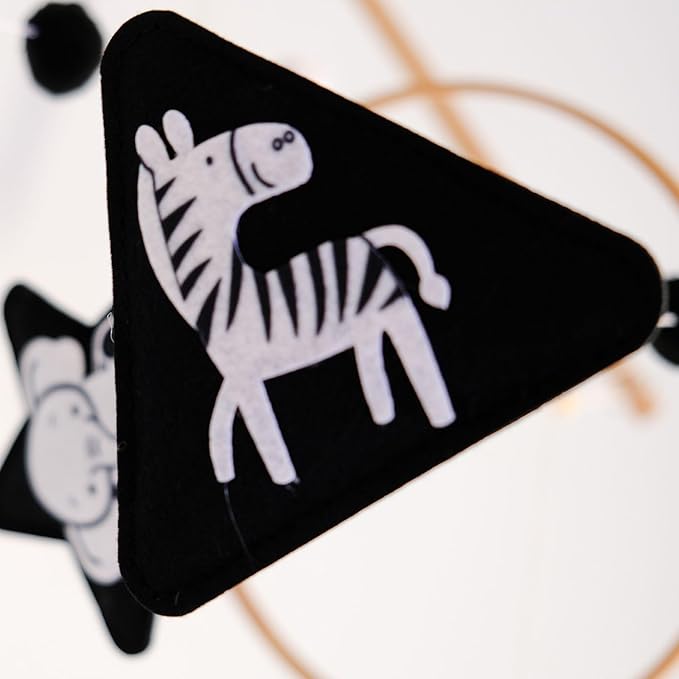 Montessori Mobile for Crib, Black and White Mobile for Baby, Neutral Baby Crib Mobile for Boys Girls, Nursery Mobiles Nursery Decor for Pack N Play, Safari