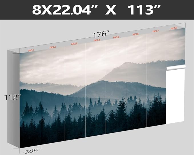 XMPMBM-Misty Forest Fabric Wallpaper Pine Forest Living Room Bedroom Bathroom Wall Mural-W 176" X H 113"（138 Square Foot）