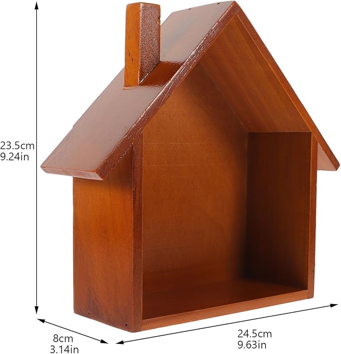 Creative Bedroom Wall-Mounted Storage Shelf House-Shaped Hanging Rack Decorative Wooden Shelf for Household Items and Small Item Organization