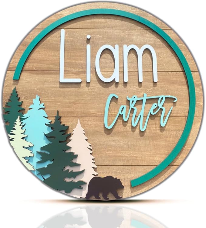 Personalized Wooden Name Sign - Custom Baby Name Signs for Nursery & Kids Room, Baby Announcement Sign, Wall Name Signs Personalized, Round Wooden Letters for Nursery Decor (Round Name)