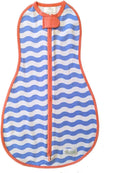 Woombie Original Baby Swaddling Blanket - Soothing, Cotton Baby Swaddle with Zipper - Wearable Newborn Blanket, Summer Waves, 5-13 lbs