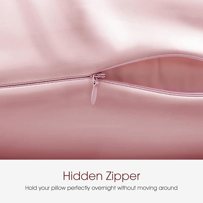 100% Silk Pillow Cases 2 Pack Standard Size Mulberry Silk Pillowcase for Hair and Skin Set of 2 Highest Grade 6A Silk Soft Breathable Cooling with Hidden Zipper, Pink