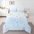 Feelyou Glitter Snowflake Comforter Set Full Size, Blue Snowflake Comforter Kids Toddler Ombre Bedding Set Winter Theme Duvet Set Microfiber Bed Set