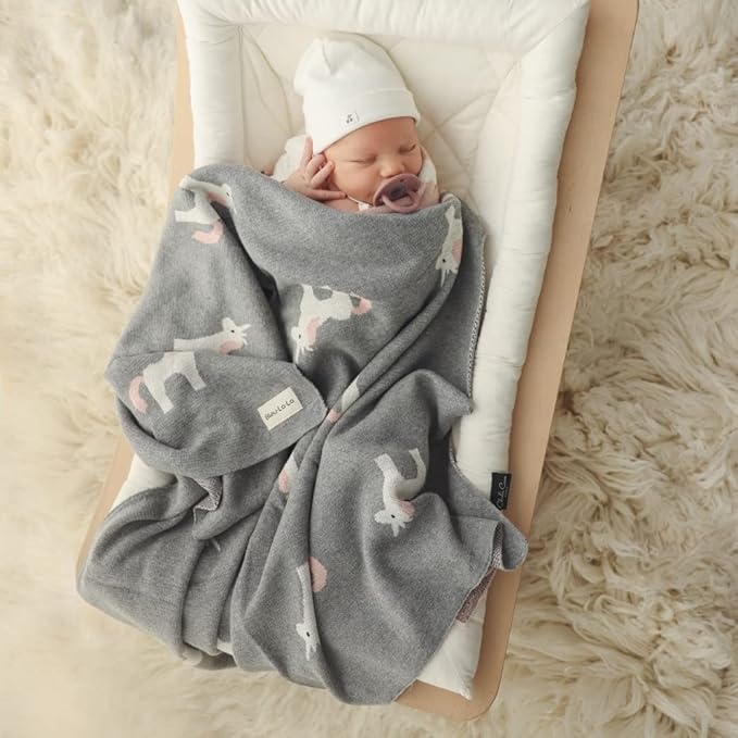 Unisex Baby Blanket for Girls and Boys 100% Cotton Buttery Soft Cozy Receiving Swaddle Crib Stroller Blanket for Shower Gift Registry for Newborns, Infants, Toddlers (Unicorn - Cream)