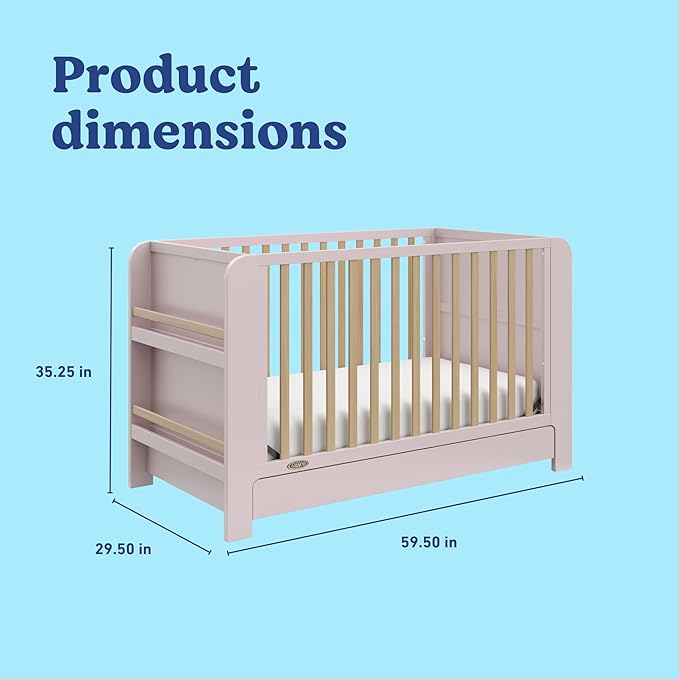 Graco Read-with-Me 4-in-1 Convertible Crib with Drawer (Blush with Driftwood) - GREENGUARD Gold Certified Converts to Toddler Bed, Daybed, and Functional Bookshelves