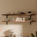 12x48 Inch Rustic Brown Wood Floating Shelves 2-Pack - Farmhouse Brown Wall Shelves with 100 lbs Capacity, Easy Installation for Living Room, Kitchen, Bathroom