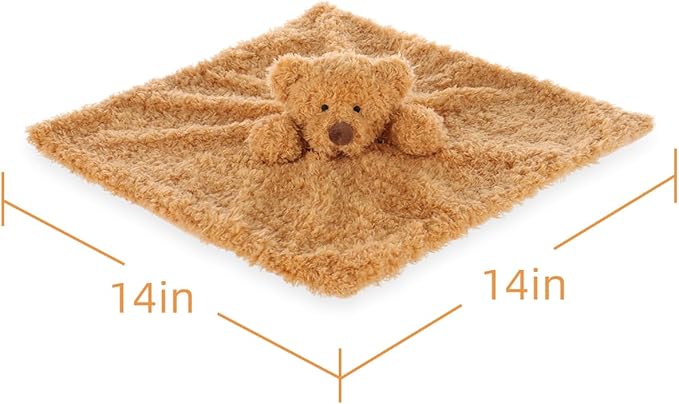 Apricot Lamb Velvet Bear Soft Loveys for Babies, Security Blanket for Baby Boy and Girl, 14x14 Inches for Infant and Toddlers