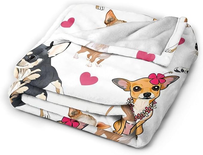 Tijuboni Chihuahua Throw Blanket Dog Gifts for Girls Boys Women Men Kids Adults Soft Flannel Fleece Blanket for Couch Sofa Bed Home Decor 50"x60"