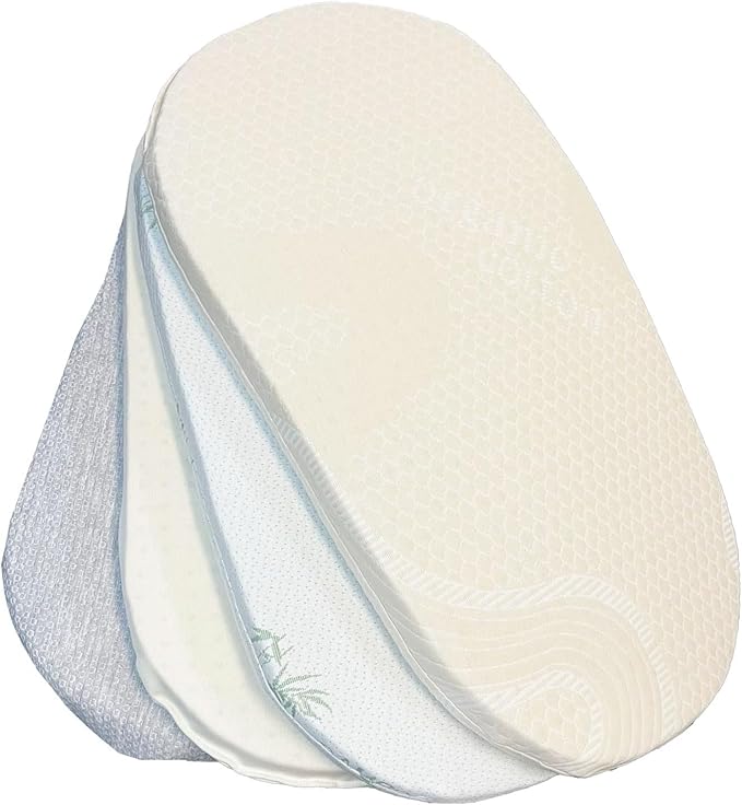 ORGANIC TEXTILES Organic Baby Mattress Topper with Wool Removable Cover - GOLS/GOTS Certified - Breathable - 2" Bassinet (30"x15")