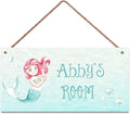 Personalized Sign Mermaid Sign,Ocean Theme Wall Decor For Kids Room Custom Name Door Art Decor For Nursery, Floral Art Plate For Boys Room Girls Bedroom Little Man Cave