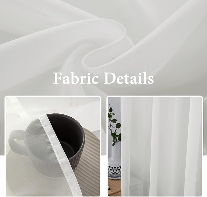 MIULEE Ivory Window Sheer Curtains for Bedroom Living Room Solid Elegant Net Drapes 2 Panels Width 38 x Length 84 Inches