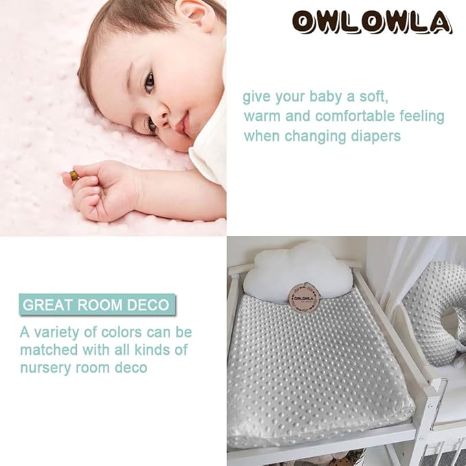 Owlowla Changing Pad Cover, Soft Minky Dots Changing Table Sheets for Baby Boy and Girl(Lilac)