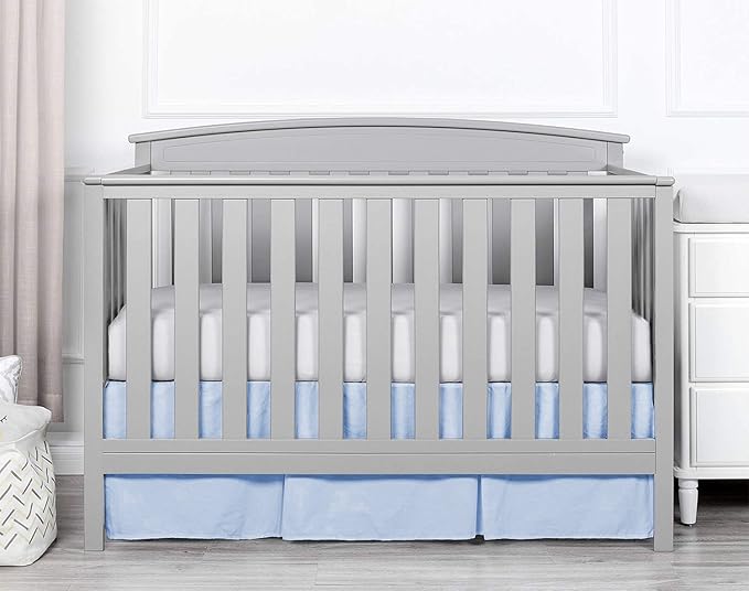 Box Pleated Crib Bed Skirt Premium 100% Cotton 800 Thread Count Nursery Crib Toddler Bedding Crib Bedskirt for Baby Boys or Baby Girls, (28" x 52") + 14" Drop Lenght - Light Blue Solid