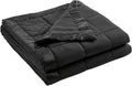 Madison Park Twin Size Blanket Ultra-Soft Microfiber Twin Size, Box Quilting with Satin Binding, All Season & Lightweight Twin Summer Blanket for Bed, Couch & Sofa, Twin, Black