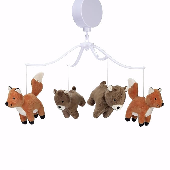 Bedtime Originals Sleepytime Bear & Fox Musical Baby Crib Mobile Soother Toy