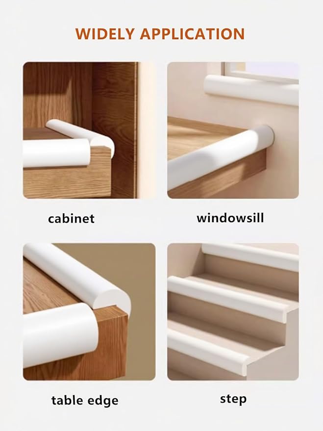Baby Proof Edge Corner Protector, 6.56FT 0.47''Th L-Shape Furniture Corner & Edge Safety Bumpers with 6 Corners, Pre-Taped, Soft NBR Rubber Foam Desk Edge Cushion Wall Corner Protector（White-gray）