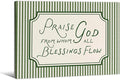 Christian Bible Verse Scripture Poster Praise God From Whom All Blessings Flow Wall Art 08x10 inch Framed Green Striped Religious Canvas Prints for Church Home Prayer Room Wall Decor