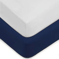 American Baby Company 2 Pack Fitted Crib Sheets 28" x 52", 100% Polyester Ultra Soft Microfiber, White/Navy, for Boys and Girls, Fits Crib and Toddler Bed Mattresses