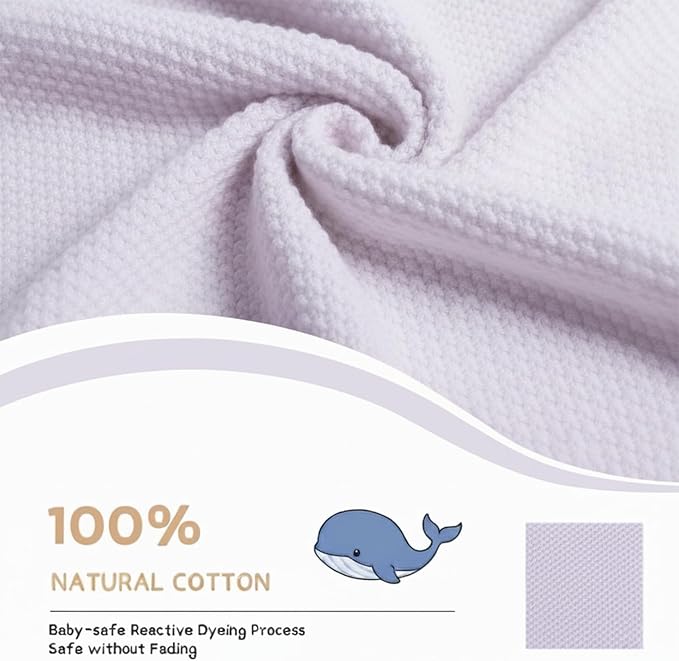 Baby Knit Blanket Soft Cotton Lightweight Newborn Blanket for Crib Stroller Toddler Nursery Shower Gift Cozy Breathable Travel Swaddle Wrap Lilac 30 x 40 Inches