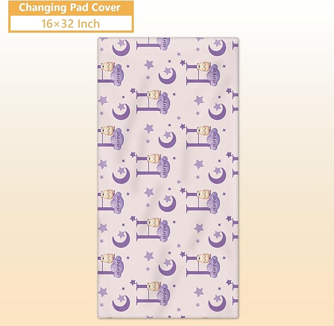 Custom Crib Bedding Set, 5 Pcs Personalized Nursery Bedding Sets with Name, Infant Bedding Set for Baby Girl Boy, Purple Polar Bear Double Layer Baby Crib Set, Toddlers Babies Customized Gifts