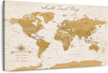 ElephantStock - Personalized Travel Push Pin World Map Wall Art - Horizontal Canvas Wall Art - Living Room Wall Decor - Digital Art Map Canvas Art - Orange And Beige Decor - 51" x 34"