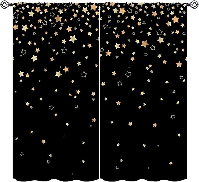 Star Celestial Blackout Curtain, Space Funny Fantasy Galaxy Starry Night Window Curtain for Kids Bedroom Nursery Toddler Room 42" W X 45" L