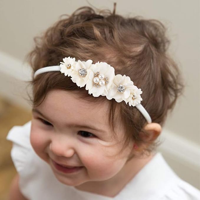 Baby Girl Headbands Nylon Flower Elastic Hairbands 3pcs Hair Accessories Gift for Newborn Infant Toddlers