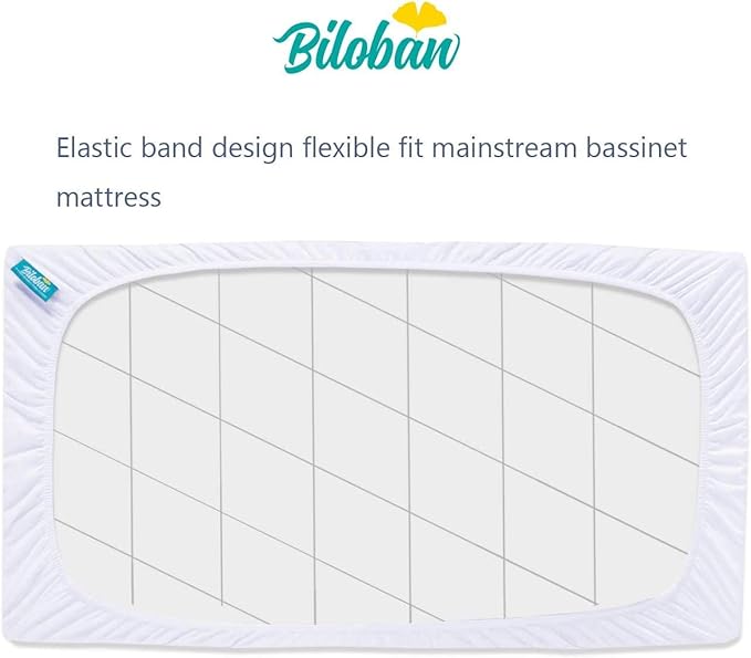 Waterproof Bassinet Mattress Pad Cover Compatible with 4moms Breeze Plus Bassinet(not playard), 2 Pack, Ultra Soft Surface, Breathable and Easy Care