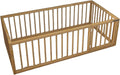 Montessori Floor Bed with Door On The Right Side for Toddler | Pine Wood Natural Solid Frame Beds | Sturdy Modern Design Floor Bed Frame for Boy and Girls (Crib, Height: 23.6 Inches)