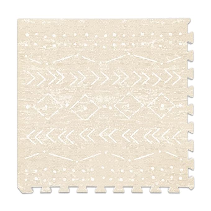 Lillefolk Baby Play Mat for Floor – 8x8ft Beige | Soft Non Toxic Premium EVA Foam Tiles for Tummy Time, Crawling & Playroom – Waterproof for Hard Floors Mat for Babies & Toddlers (16 Tiles)