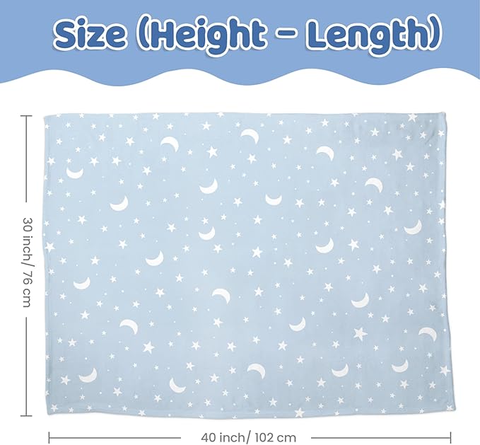 Star Baby Blanket 30 x 40 Inches for Boys Girls, Soft Plush Receiving Blanket with Dotted Back, Gift for Toddler Newborn Infant Christmas Birthday Baby Shower
