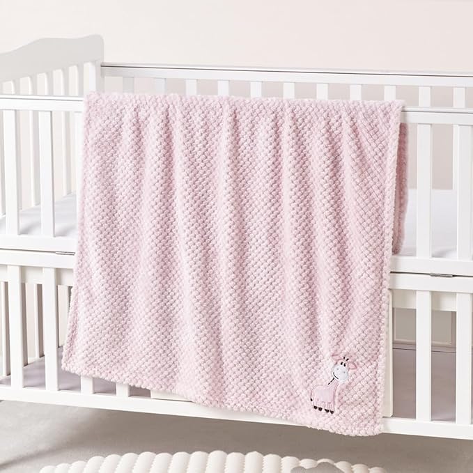 CREVENT 2Pcs 30''X40'' Cute Cozy Fluffy Warm Baby Blankets for Infants Toddlers' Bedding Crib Cot Stroller - Giraffe + Sheep