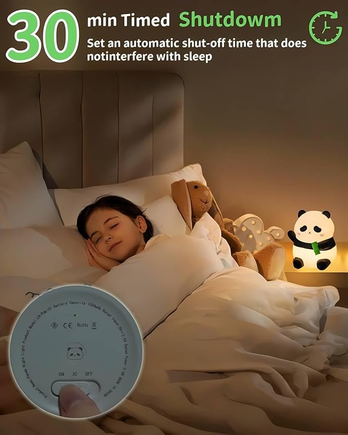 Panda Night Light, Cute Panda Lamp, Rechargeable Dimmable Silicone Nightlight with Timer, Squishy LED Animal Night Lamp, Kawaii Room Desk Decor Baby Night Light for Bedroom Kids Room