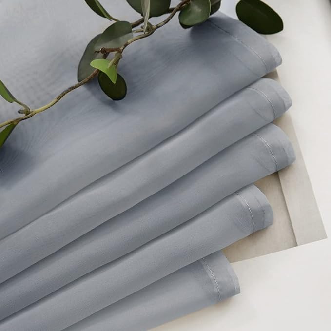 MIULEE Short Sheer Curtains 30 Inch Length for Kitchen Bathroom Cafe Half Window Treatment, Rod Pocket Tier Curtains 2 Panels, 29x30 Inches Long, Dark Grey