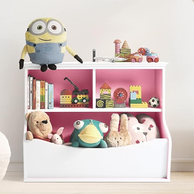 CAPHAUS Kids' Toy Storage Organizer, Open Storage Cubby, Multifunctional Book and Toy Storage Cabinet, Book and Toy Storage Shelf for Nursery, Playroom, Closet, Home Organization Toy Bookcase