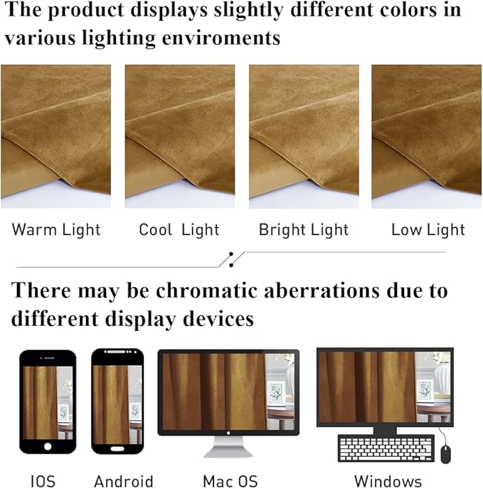 StangH Gold Brown Curtains for Living Room 105 inches Long Soft Velvet Blackout Thermal Insulated Window Drapes for Bedroom Heavy Thick Privacy Panels, W52 x L105, 2 Panels