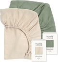 Crib Sheets – Organic Cotton Muslin Fitted Crib Sheet – Standard Size for Baby Boy and Baby Girl 28" x 52" Ultra-Soft and Breathable. 2-Pack (Fog/Roman Green)
