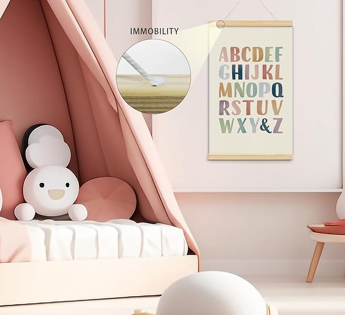 foedor Alphabet Poster Framed for Kids toddlers,Nursery Playroom Wall Decor Poster Hanger Frame,Hanging Banner Decor for Nursery Toddler Girls Room Play Room, 14x24 Inch, Set of 2