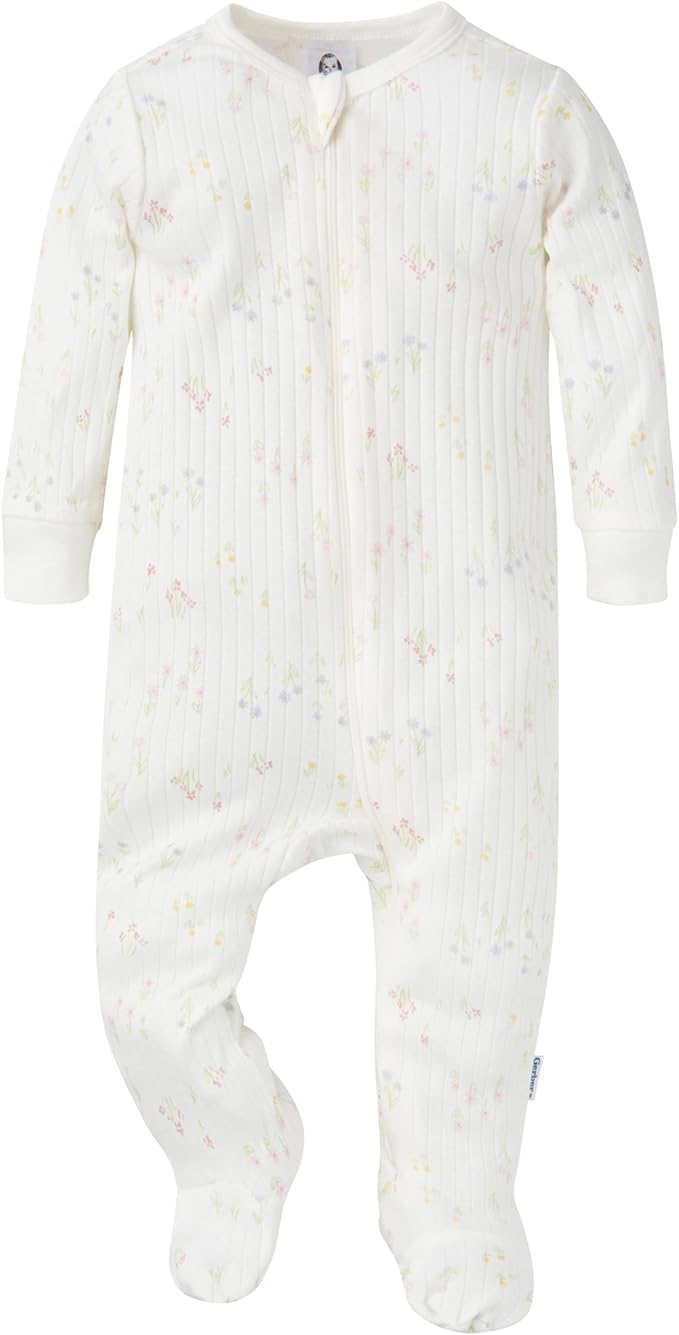 Gerber baby-girls Baby Unisex 2-pack 2-way Zip Textured Sleep 'N Play
