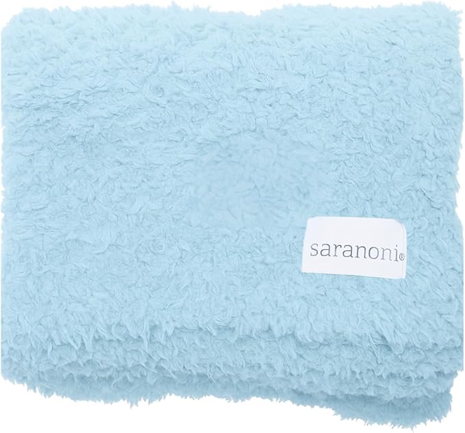 SARANONI Bamboni Luxury Baby Blanket | Cozy & Soft Plush Receiving Blankets | Perfect for Girls & Infant Baby Boy Blankets | Light Blue - 30” x 40”
