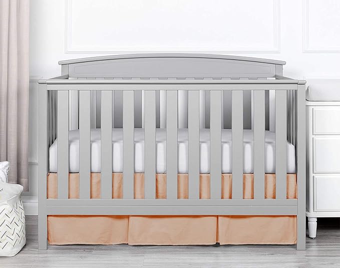 Box Pleated Crib Bed Skirt Premium 100% Cotton 800 Thread Count Nursery Crib Toddler Bedding Crib Bedskirt for Baby Boys or Baby Girls, (28" x 52") + 14" Drop Lenght - Blush Solid