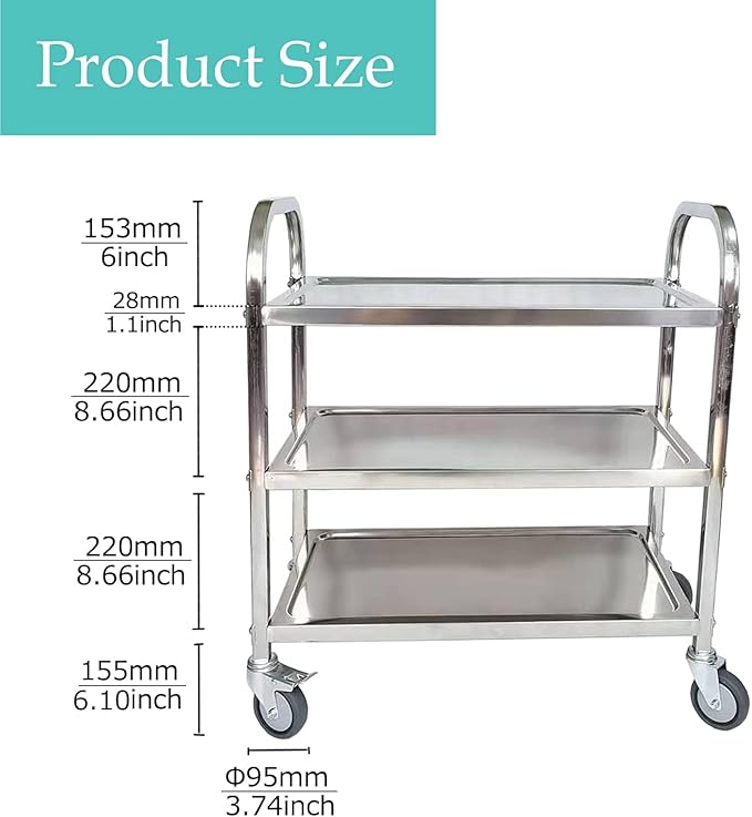 ITINA 3 Tier Stainless Steel Utility Cart