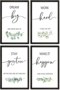 YWJKWLGS Inspirational Quote Wall Art Set 16x24 Inch Set of 4 Motivational Home & Office Decor for Positive Family Encouragement Wooden Framed Signs (Black)