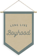 Boys Room Decor, Long Live Boyhood Linen Canvas Banner, Boy Nursery Wall Hanging Pennant Flag Banner for Boys Kids Toddler Room Bedroom Playroom Decor, 15x11in - Blue