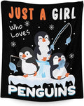 Penguin Blanket for Teen Girls - 50" x 60" Inches Cute Penguin Throw Blanket Gift - Black Soft Warm Throws for Couch, Bed & Travel