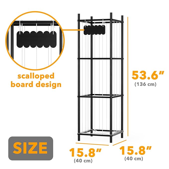 SpaceAid Stuffed Animal Storage Organizer, Wood Animals Zoo Toy Plushies Storage Holder, Large Capacity Plush Toy Cage for Playroom Organization, 15.8" Wide, Black