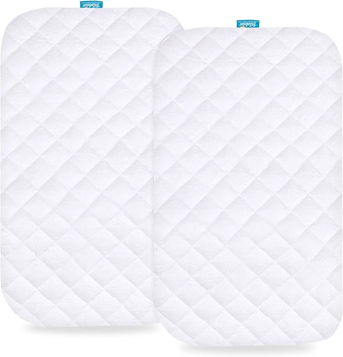 Waterproof Bassinet Mattress Pad Cover Compatible with besrey Baby Bassinet Bedside Sleeper, 2 Pack, Ultra Soft Surface, Breathable and Easy Care