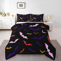 Erosebridal Bat Bedding Set Full Size for Kids Children Happy Halloween Comforter Set Flying Bat Quilt Gothic Spooky Down Comforter with 2 Pillow Cases,Purple and Pink